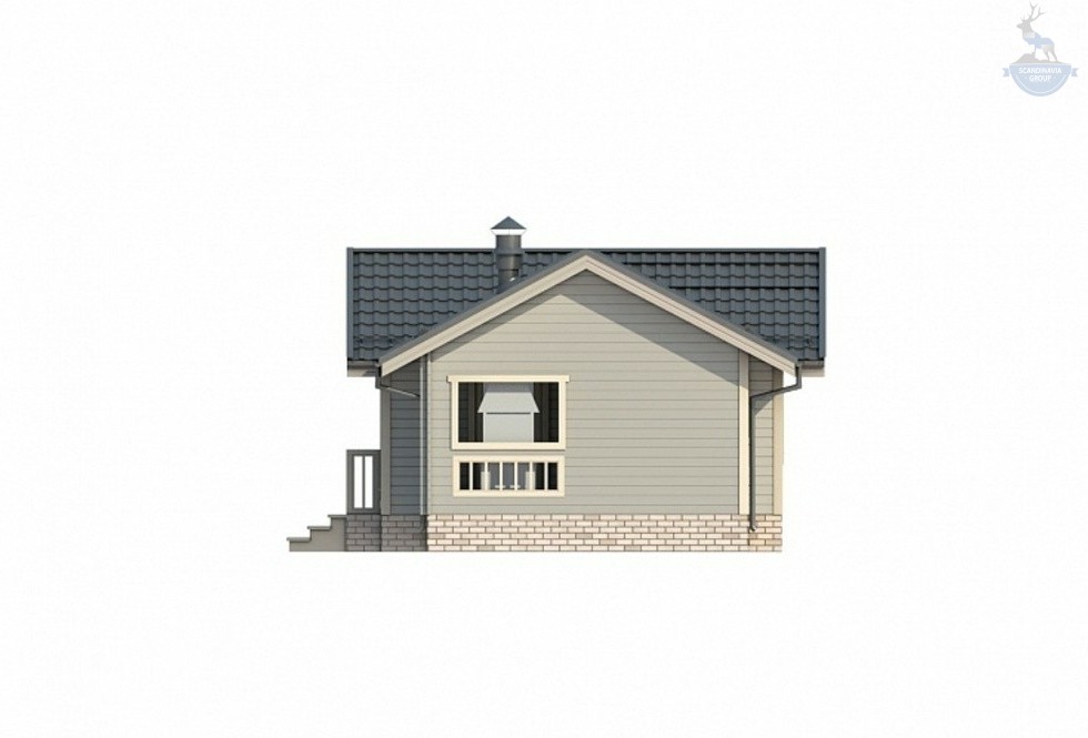 КД-680: одноэтажный каркасный дом с крыльцом и верандой