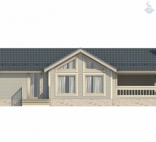 КД-680: одноэтажный каркасный дом с крыльцом и верандой