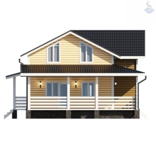 КД-700: двухэтажный каркасный дом с крыльцом и террасой