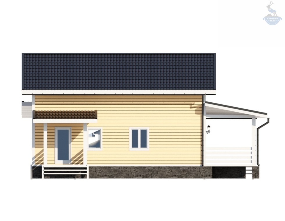 КД-700: двухэтажный каркасный дом с крыльцом и террасой