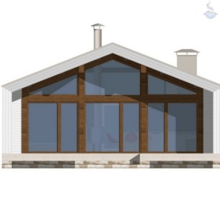 КД-720: одноэтажный каркасный дом с открытой верандой и панорамными окнами