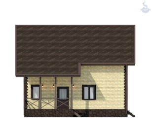 КД-80: двухэтажный каркасный дом с 2-мя террасами и балконом