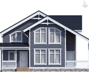 КД-910: двухэтажный каркасный дом с террасой, крыльцом и вторым светом