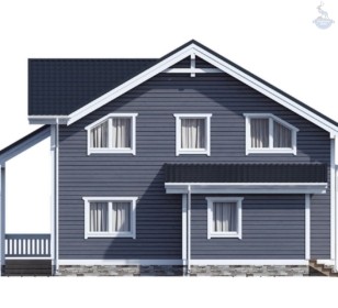 КД-910: двухэтажный каркасный дом с террасой, крыльцом и вторым светом