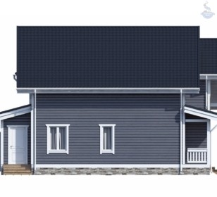 КД-910: двухэтажный каркасный дом с террасой, крыльцом и вторым светом