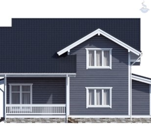 КД-910: двухэтажный каркасный дом с террасой, крыльцом и вторым светом