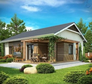 КД-960: каркасный дом с крыльцом и террасой