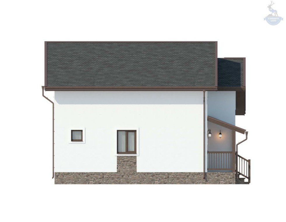 КД-110: двухэтажный каркасный дом с двумя входами