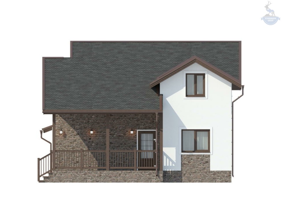 КД-110: двухэтажный каркасный дом с двумя входами