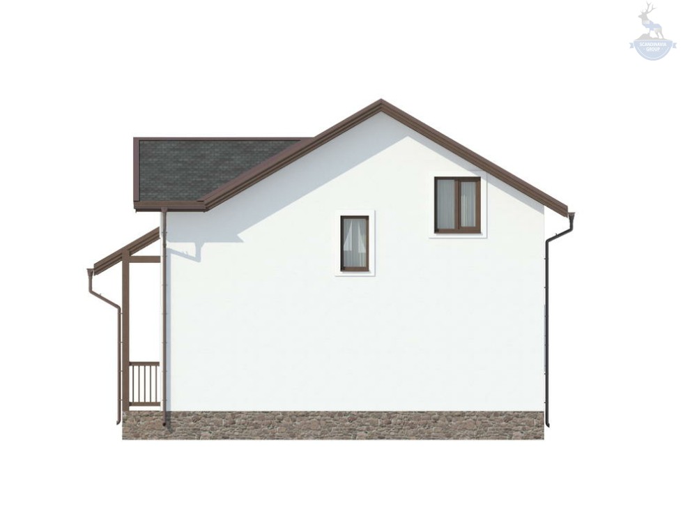 КД-110: двухэтажный каркасный дом с двумя входами