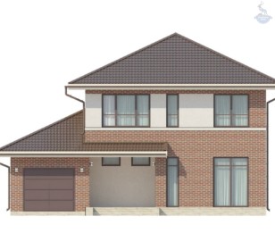 КД-130: двухэтажный каркасный дом с балконом и гаражом