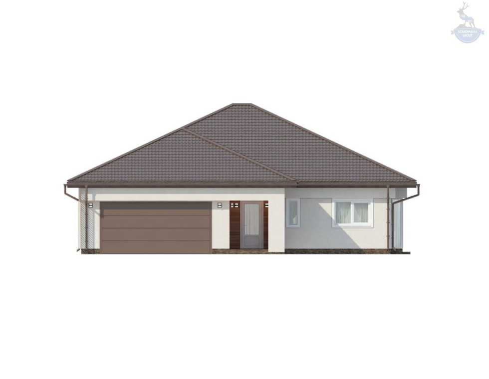 КД-140: одноэтажный каркасный дом с гаражом