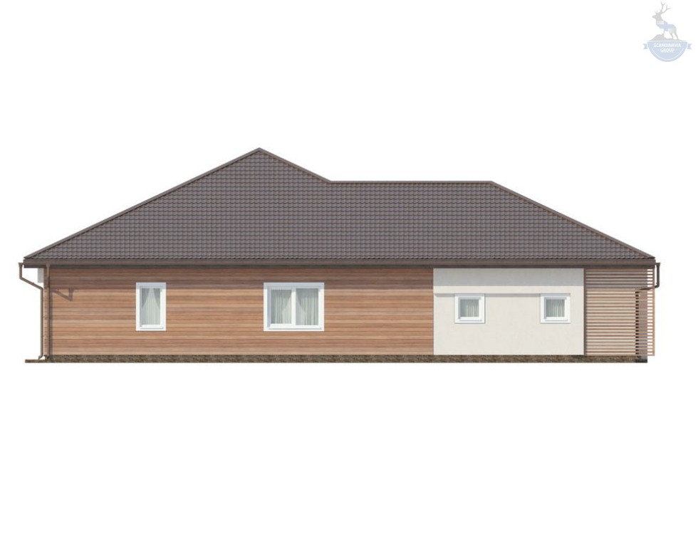 КД-140: одноэтажный каркасный дом с гаражом