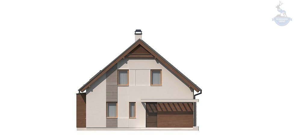 КД-210: двухэтажный каркасный дом с мансардой