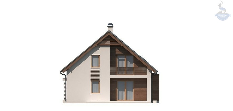 КД-210: двухэтажный каркасный дом с мансардой