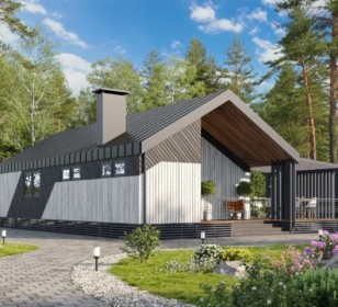 КД-220: каркасный дом с мансардой и антресолью