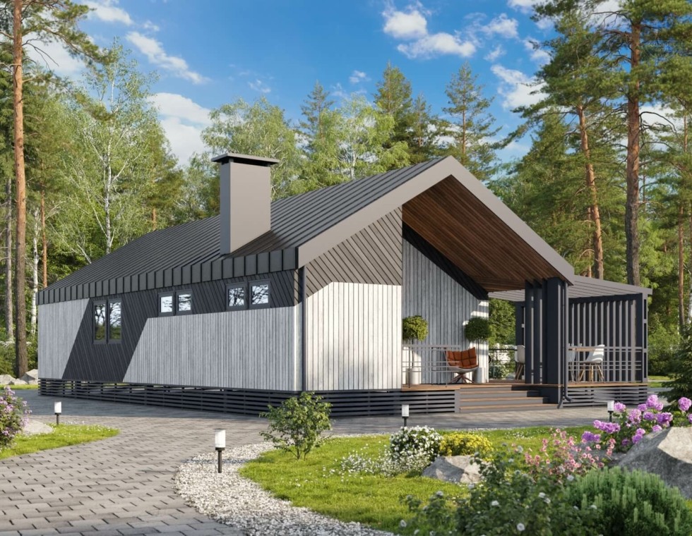 КД-220: каркасный дом с мансардой и антресолью