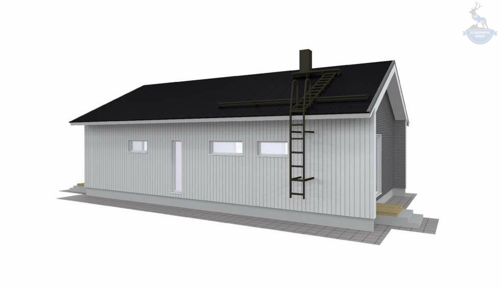КД-330: одноэтажный каркасный дом с террасой
