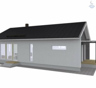 КД-330: одноэтажный каркасный дом с террасой