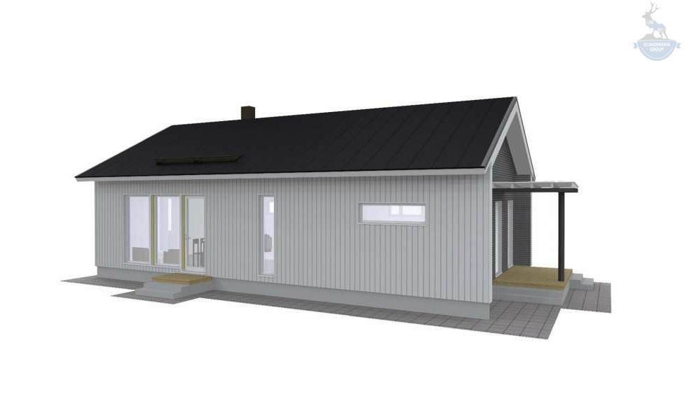 КД-330: одноэтажный каркасный дом с террасой