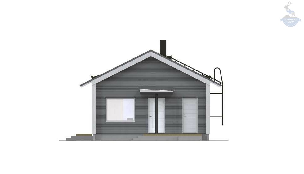 КД-330: одноэтажный каркасный дом с террасой