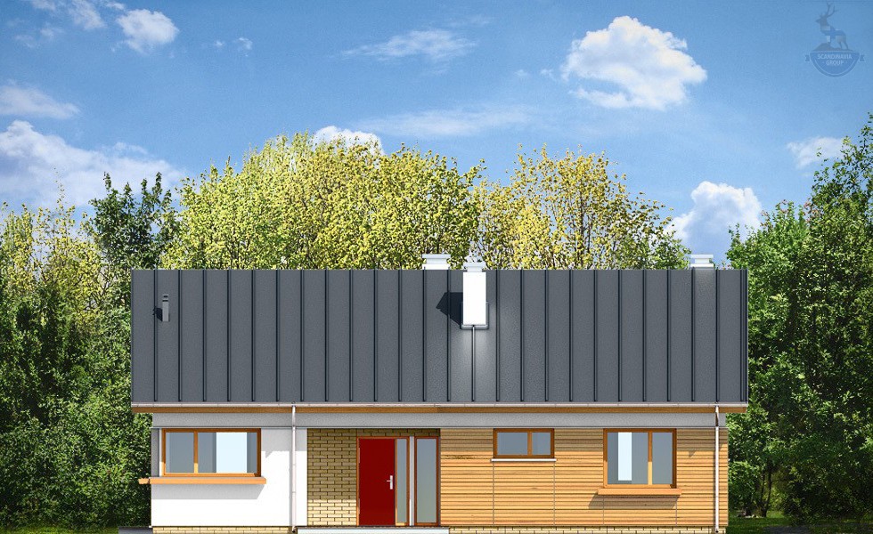 КД-410: каркасный дом с двухскатной крышей