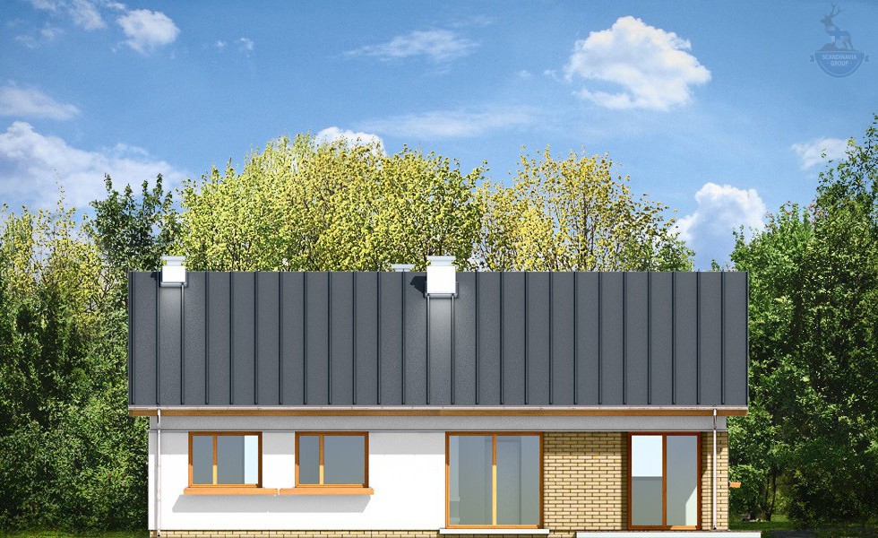 КД-410: каркасный дом с двухскатной крышей