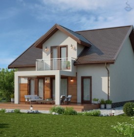 КД-440: каркасный дом с мансардой и балконом