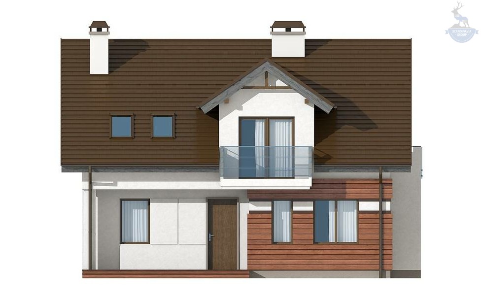 КД-440: каркасный дом с мансардой и балконом