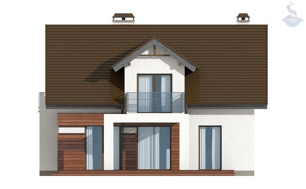 КД-440: каркасный дом с мансардой и балконом