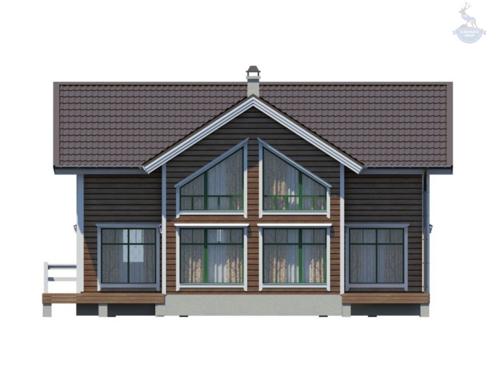 КД-450: каркасный дом с мансардой и террасой