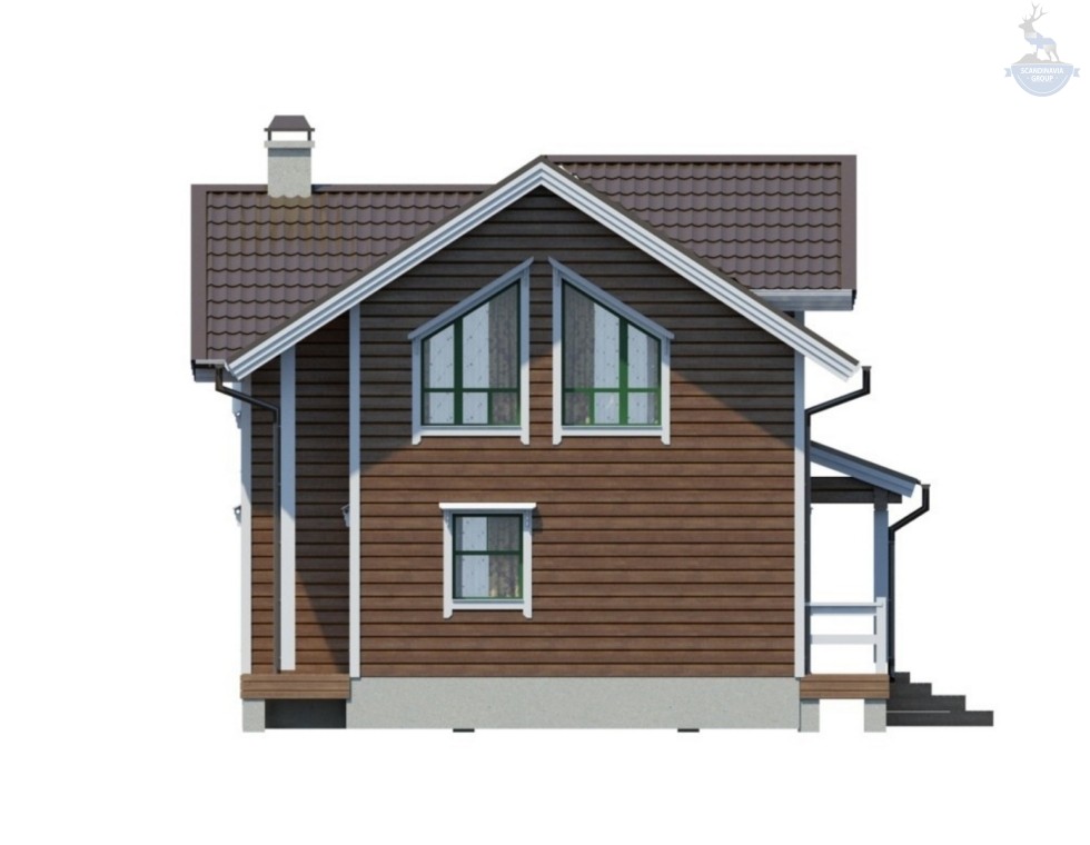 КД-450: каркасный дом с мансардой и террасой