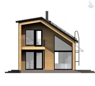 КД-460: двухэтажный каркасный дом с балконом и крыльцом