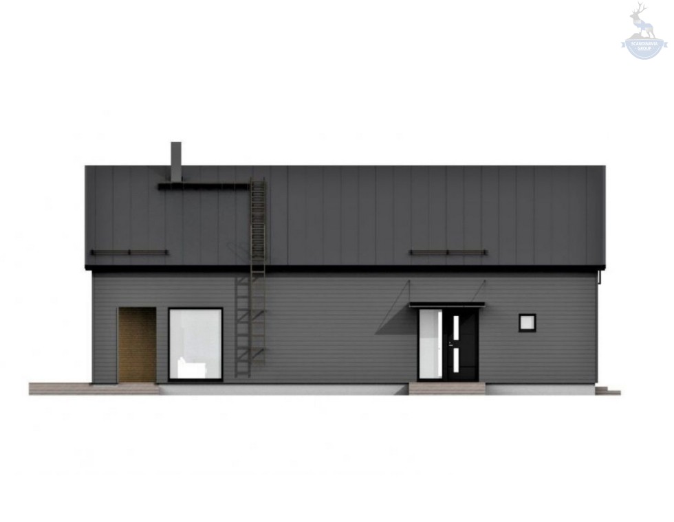 КД-460: двухэтажный каркасный дом с балконом и крыльцом