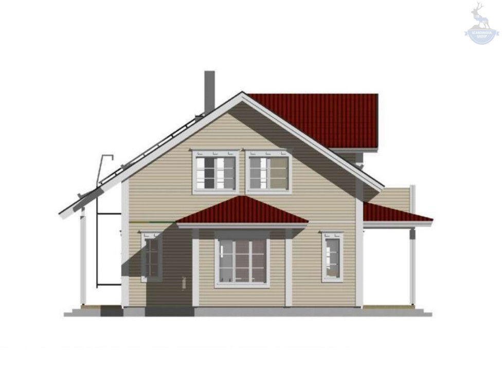 КД-470: двухэтажный каркасный дом с двумя террасами