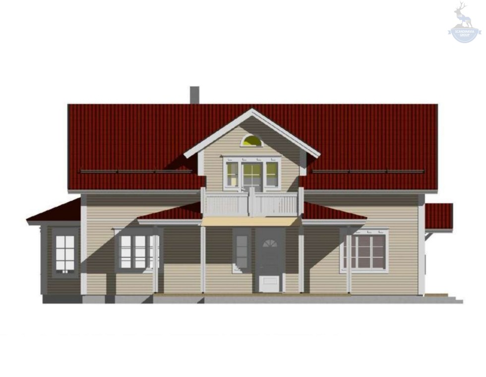 КД-470: двухэтажный каркасный дом с двумя террасами