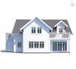 КД-540: 2-х этажный каркасный дом с 2 балконами