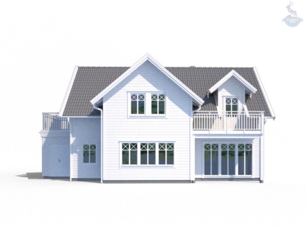 КД-540: 2-х этажный каркасный дом с 2 балконами