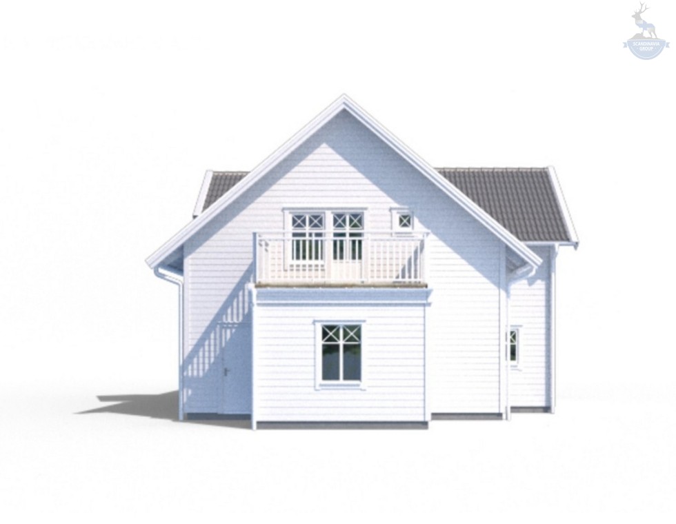 КД-540: 2-х этажный каркасный дом с 2 балконами