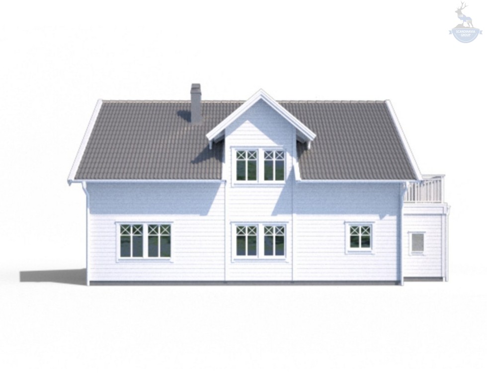 КД-540: 2-х этажный каркасный дом с 2 балконами