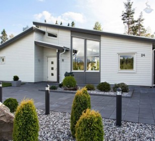 КД-610: одноэтажный каркасный дом с открытой террасой