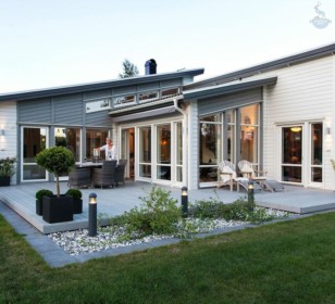 КД-610: одноэтажный каркасный дом с открытой террасой