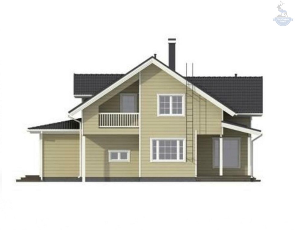 КД-620: двухэтажный каркасный дом с двумя террасами