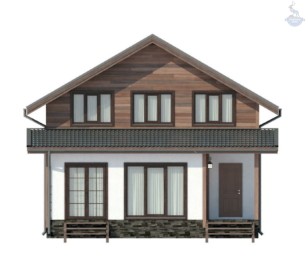 КД-70: каркасный дом с утепленной верандой и витражными окнами