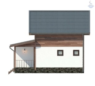 КД-70: каркасный дом с утепленной верандой и витражными окнами