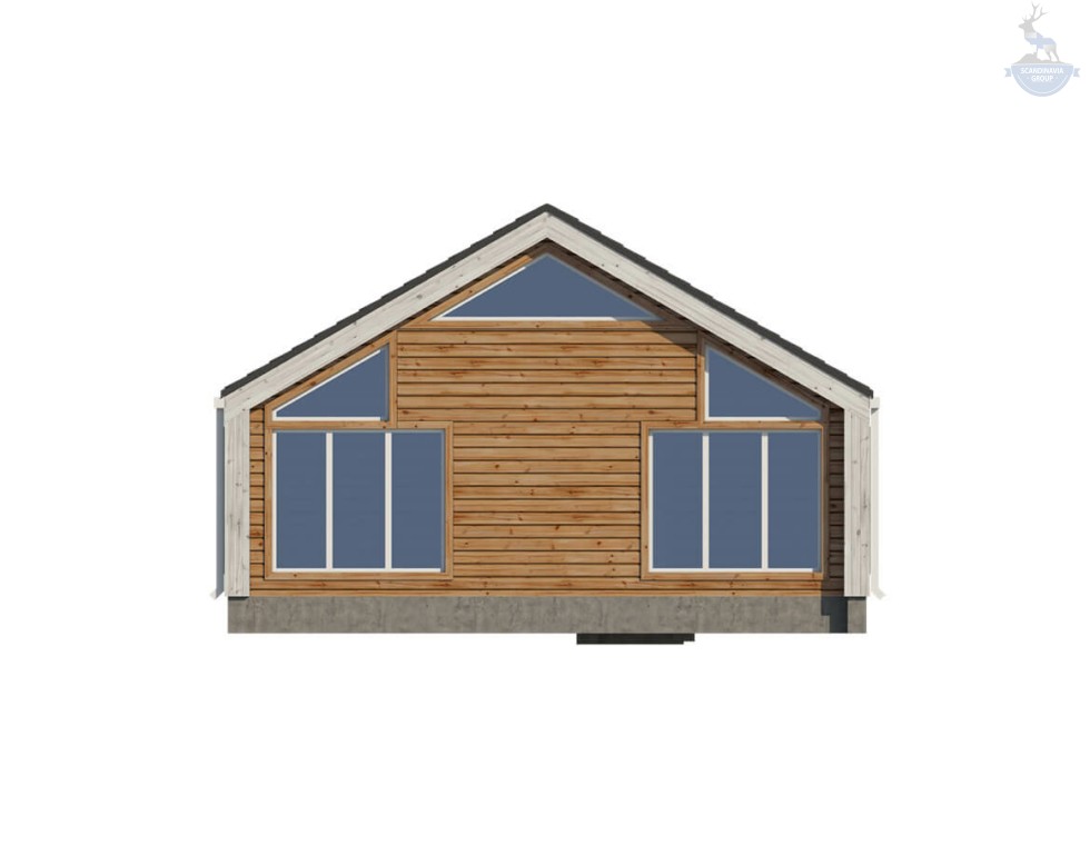 КД-830: одноэтажный каркасный дом с двухскатной крышей