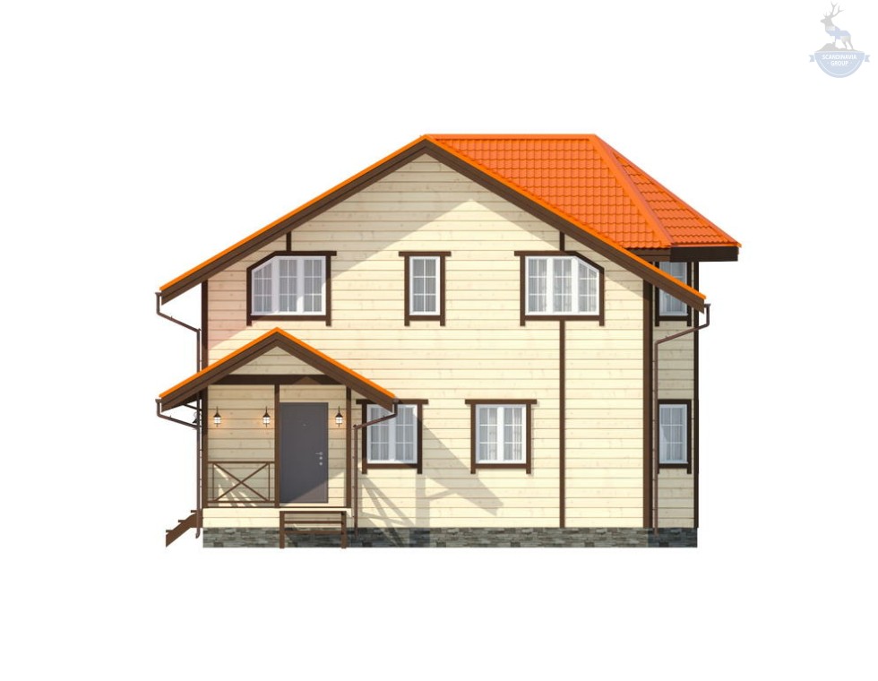 КД-90: двухэтажный каркасный дом с эркером