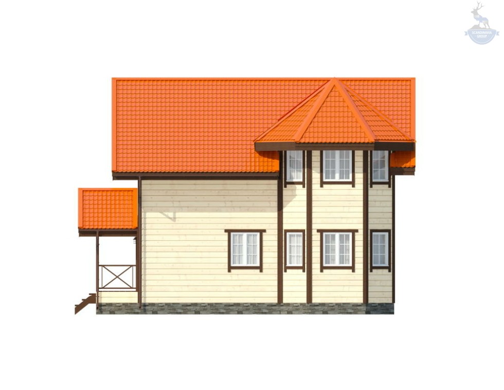 КД-90: двухэтажный каркасный дом с эркером