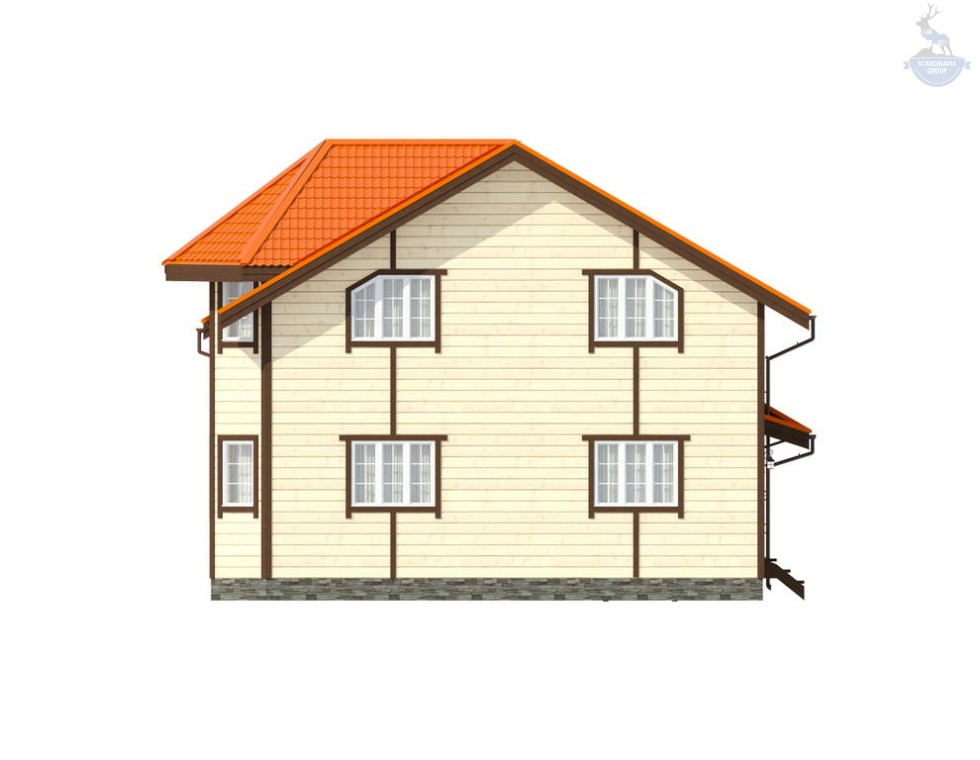 КД-90: двухэтажный каркасный дом с эркером