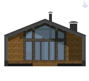 КД-900: одноэтажный каркасный дом с панорамными окнами, крыльцом и террасой